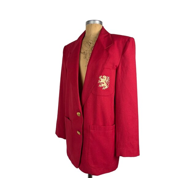 Spiegel Workshop Red Blazer Authentic Vintage Jacket Golden Buttons Embroidered - Picture 2 of 12
